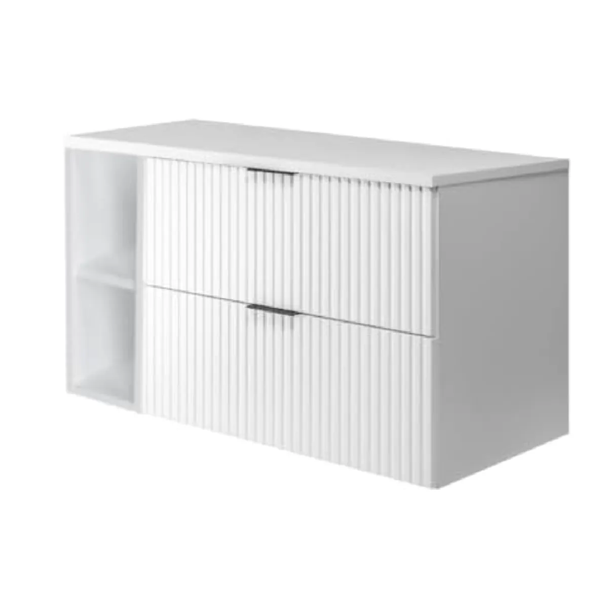 Meuble vasque, Blanc + poignée noire, 100 (80 + 20) x 57 x 46 cm