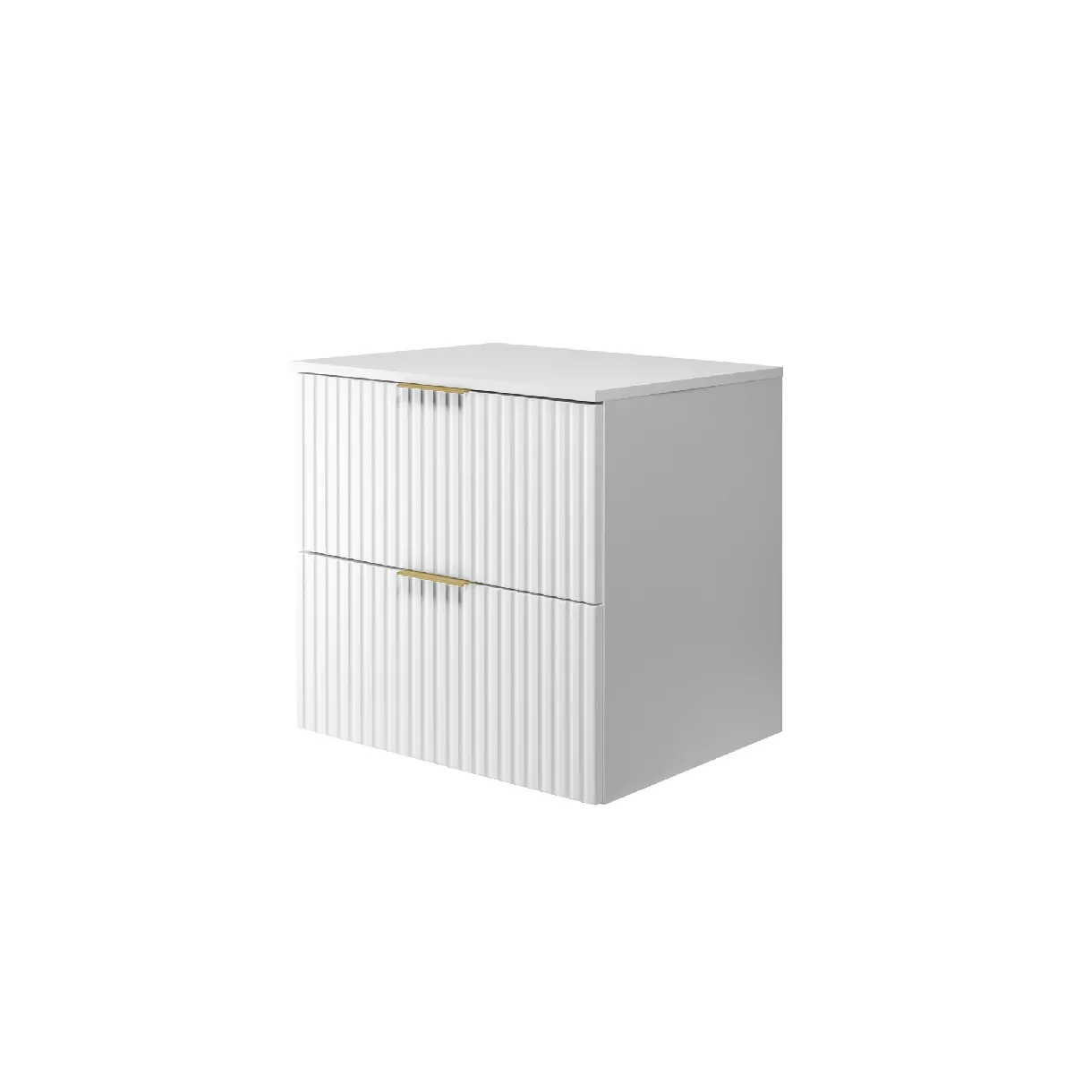 Meuble vasque, Blanc, 60 x 57 x 46 cm, poignée dorée + Plan de travail