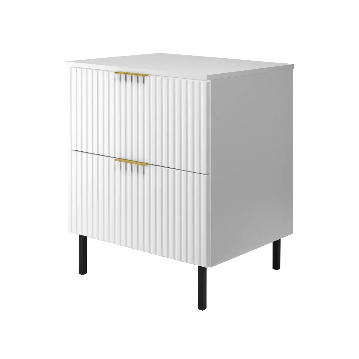 Meuble vasque, blanc, 60 x 77 x 46 cm, poignée dorée, pieds noirs + plan de travail