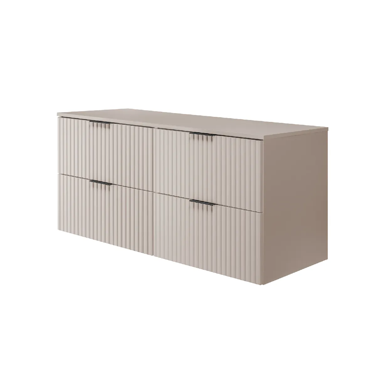 Meuble vasque, Cachemire, 120 (2 x 60) x 57 x 46 cm, poignée noire + Plan de travail