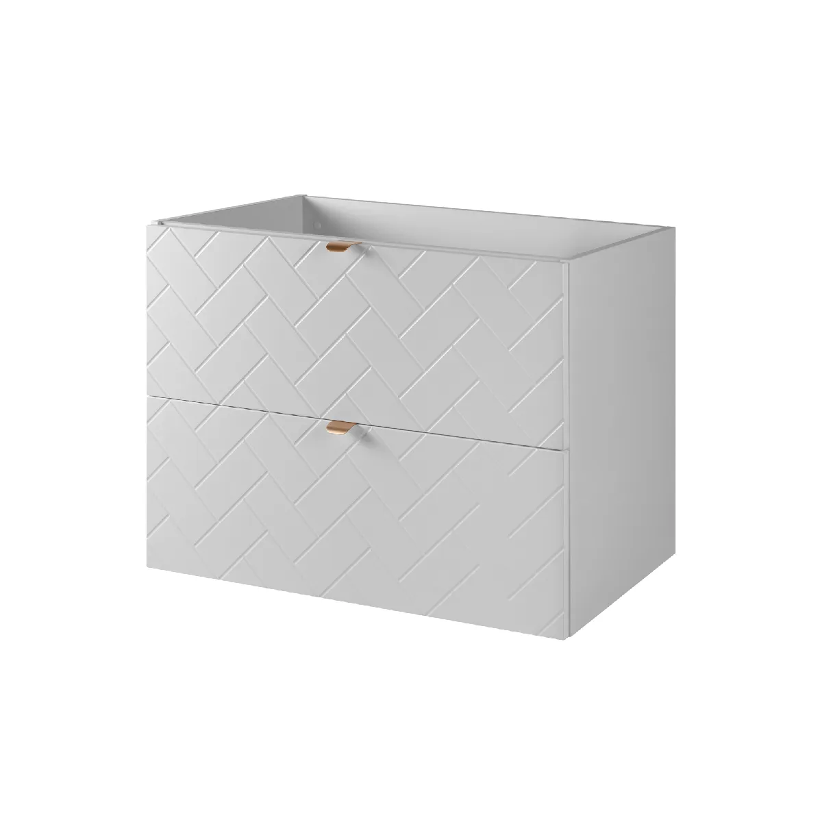 Meuble de salle de bain, Blanc Mat, 80 x 57 x 46 cm, poignées dorées