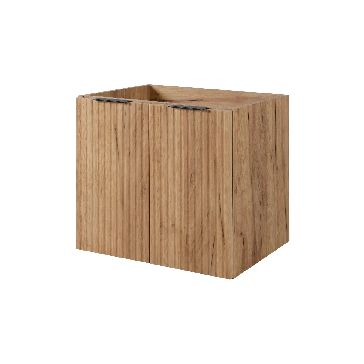 Meuble de salle de bain, Chêne Craft + poignée noire, 60 x 57 x 46 cm