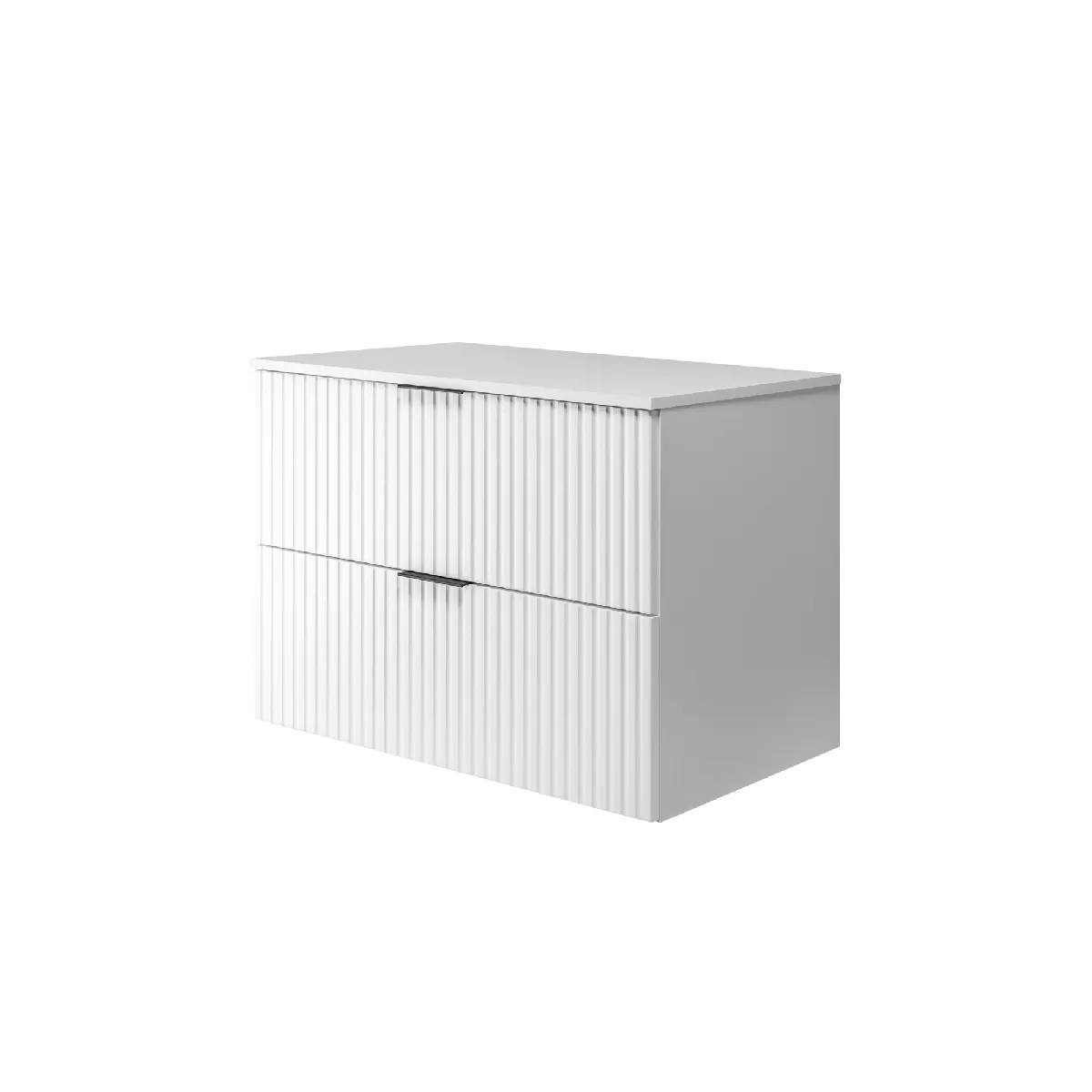 Meuble vasque, Blanc, 80 x 57 x 46 cm, poignée noire + Plan de travail