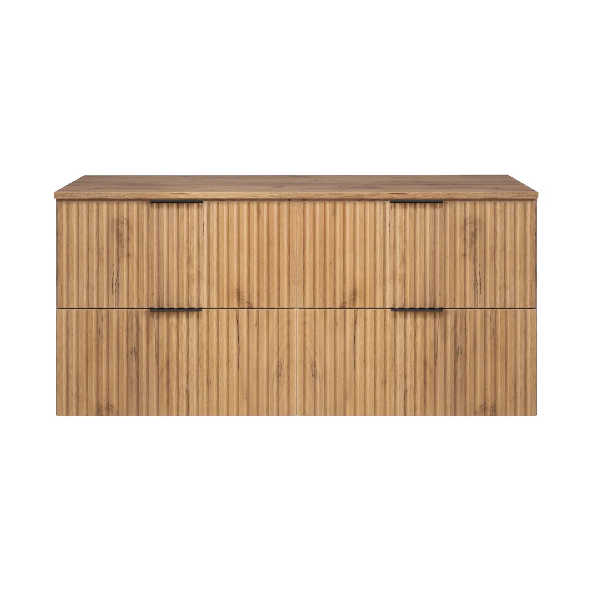 Meuble vasque, Chêne Craft + poignée noire, 120 x 57 x 46 cm