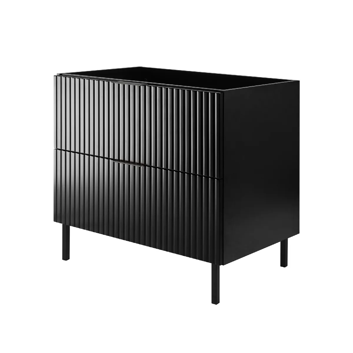 Meuble vasque, Noir, 80 x 77 x 46 cm, poignée noire, pieds noirs, sans plateau