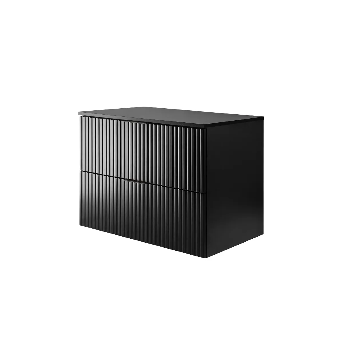 Meuble vasque, Noir, 80 x 57 x 46 cm, poignée noire + Plan de travail
