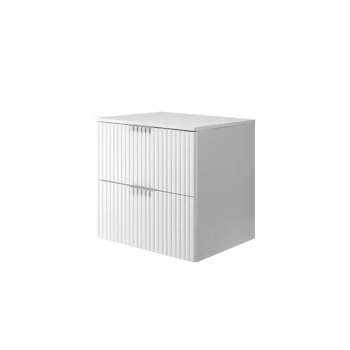 Meuble vasque, Blanc, 60 x 57 x 46 cm, poignée argentée + Plan de travail