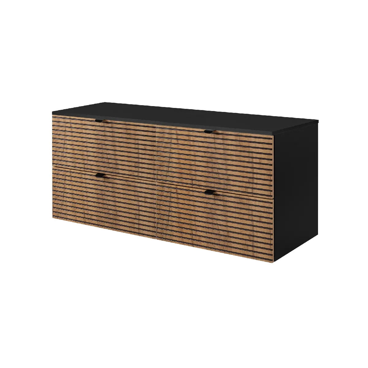 Meuble de salle de bain, Noir Mat, 120 x 57 x 46 cm