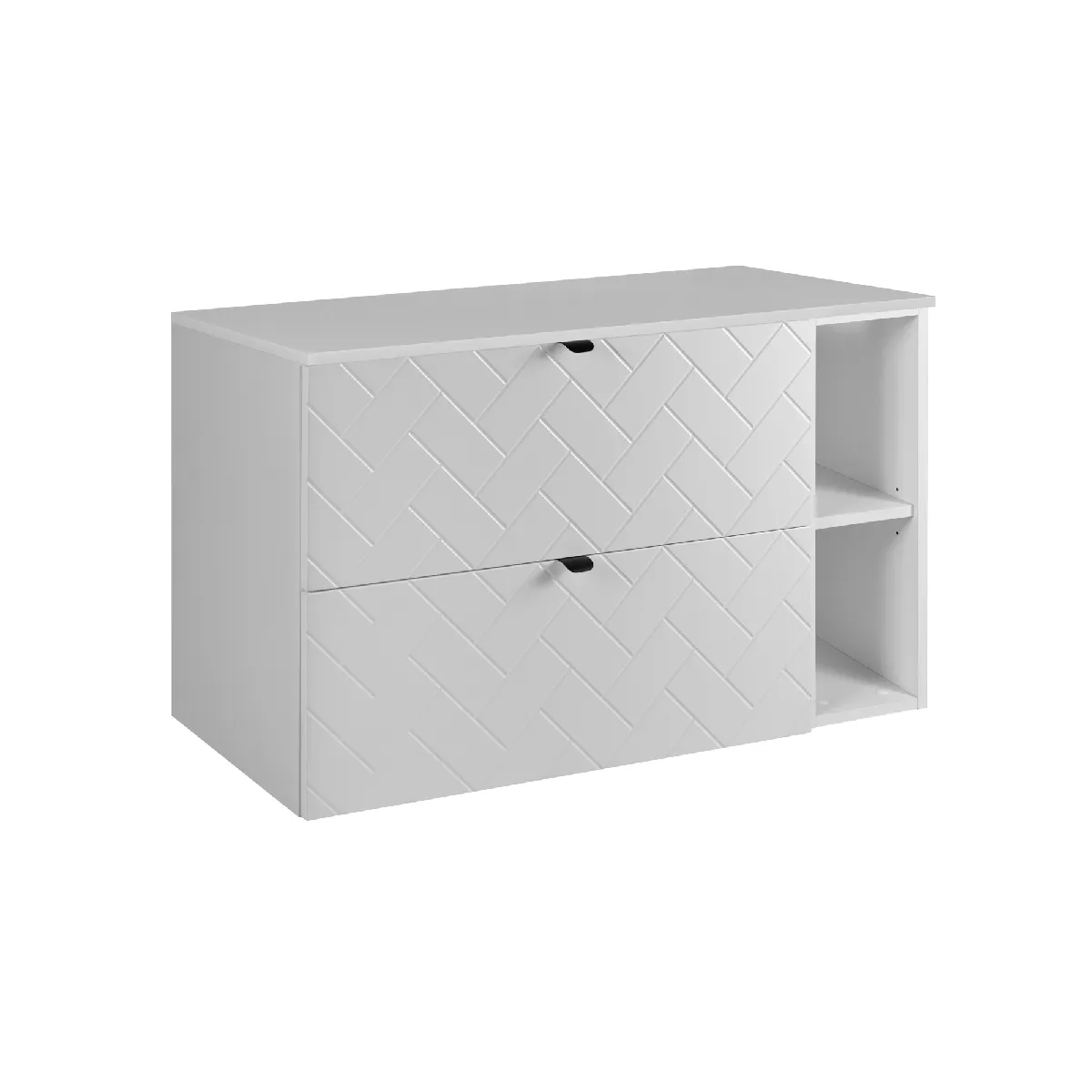 Meuble de salle de bain, Blanc Mat, 100 x 57 x 46 cm, poignées noires
