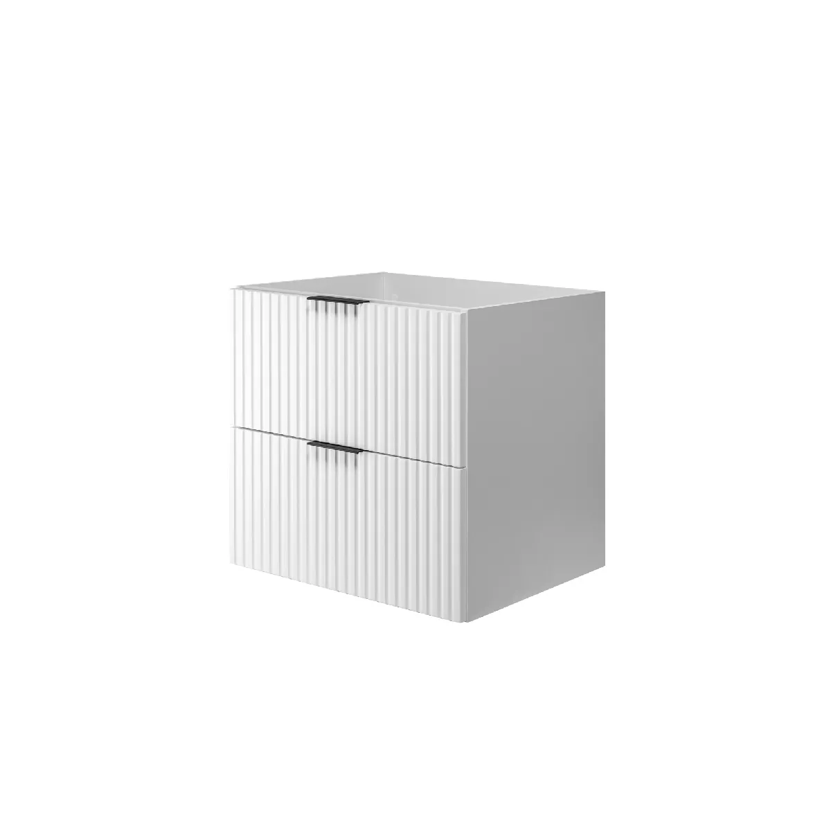 Meuble vasque, Blanc, 60 x 57 x 46 cm, poignée noire, sans plateau