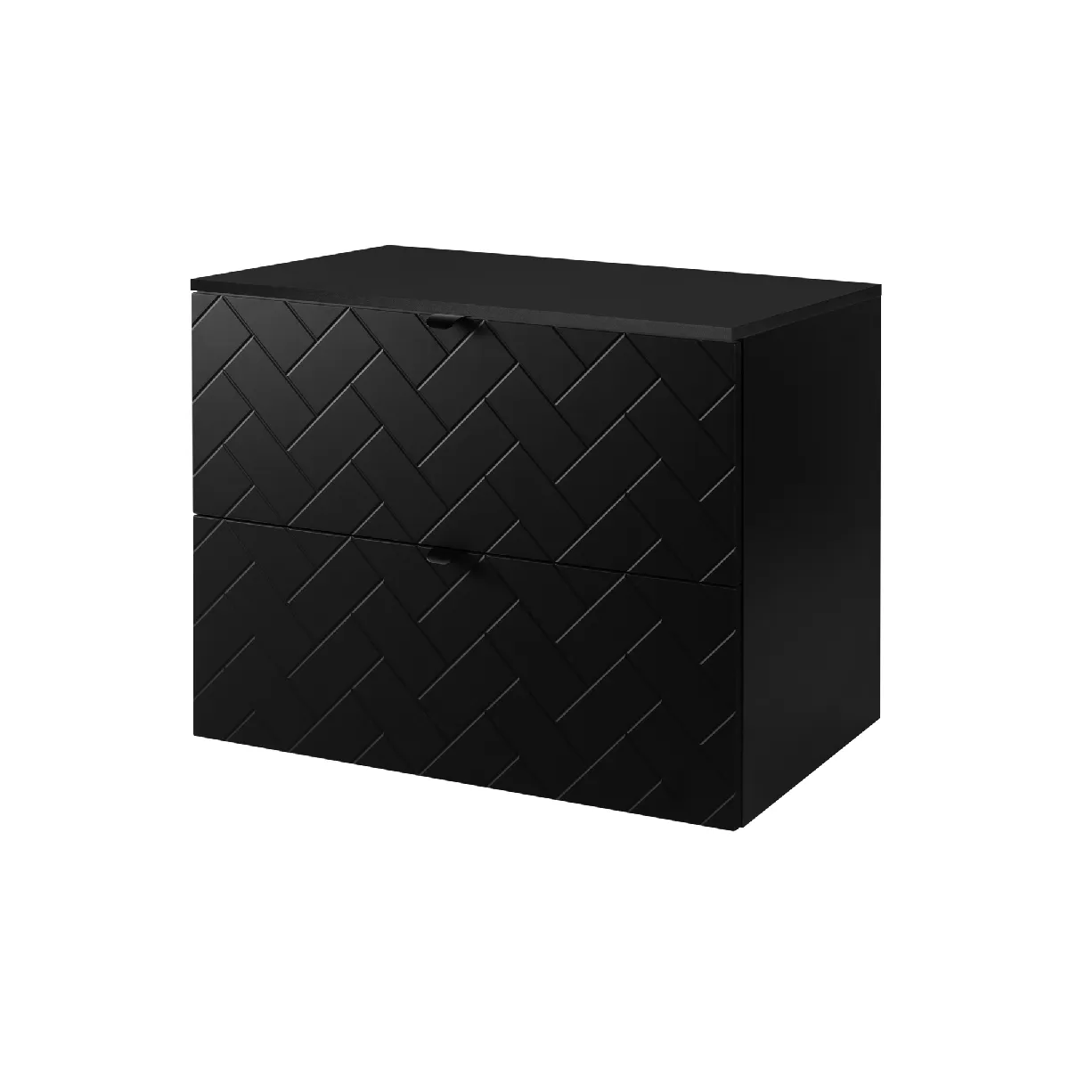 Meuble de salle de bain, Noir Mat, 80 x 57 x 46 cm, poignées noires
