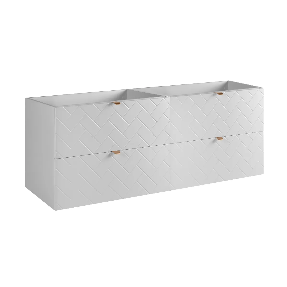 Meuble de salle de bain, Blanc Mat, 160 x 57 x 46 cm, poignées dorées