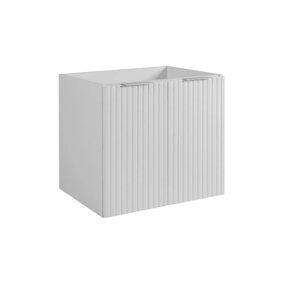 Meuble de salle de bain, Blanc + poignée argentée, 60 x 57 x 46 cm