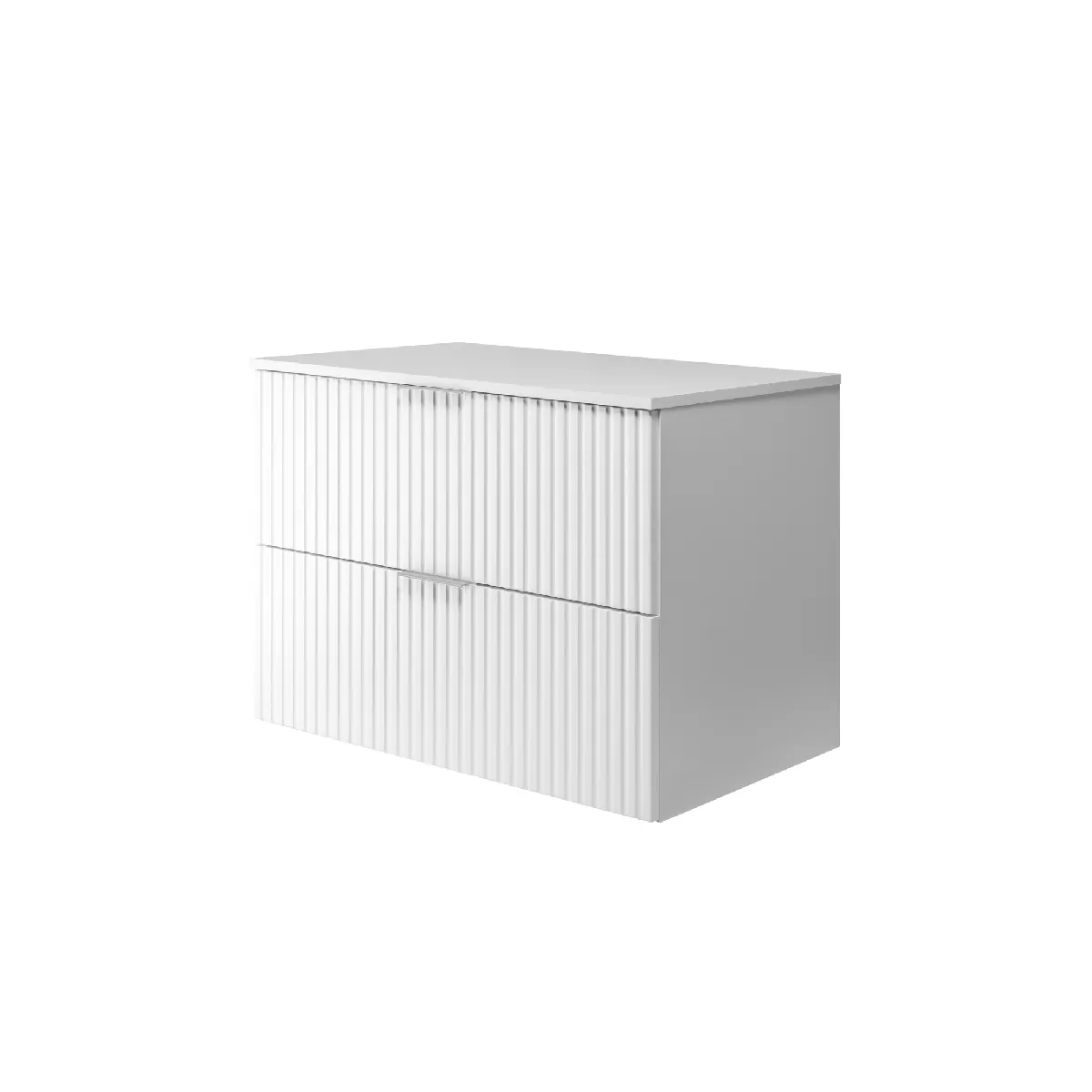 Meuble vasque, Blanc, 80 x 57 x 46 cm, poignée argentée + Plan de travail