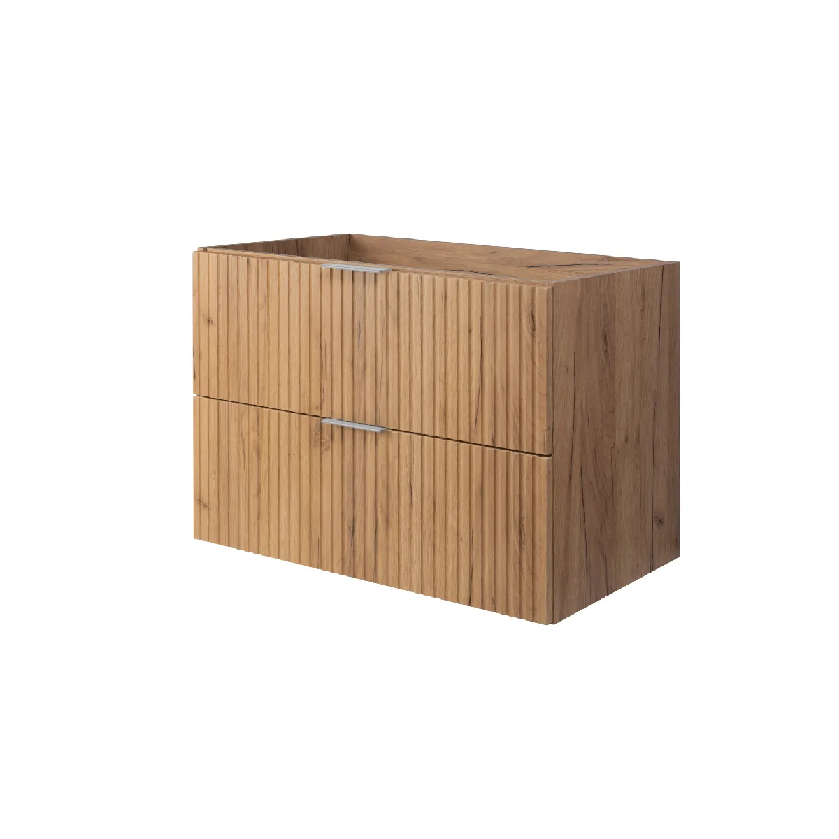Meuble vasque, Chêne Craft, 80 x 57 x 46 cm, poignée argentée, sans plateau