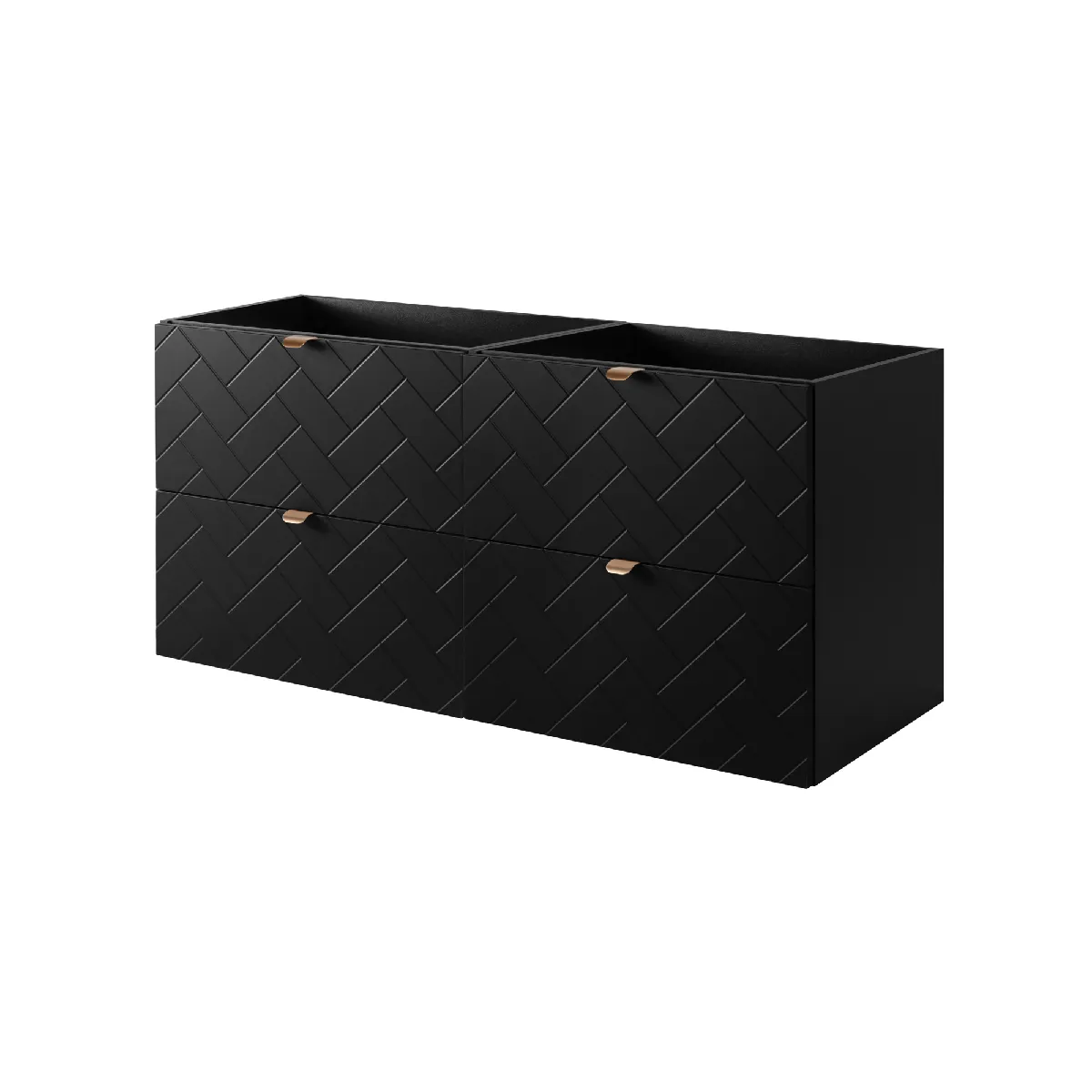Meuble de salle de bain, Noir Mat, 120 x 57 x 46 cm, poignées dorées