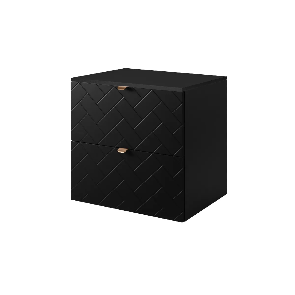 Meuble de salle de bain, Noir Mat, 60 x 57 x 46 cm, poignées dorées