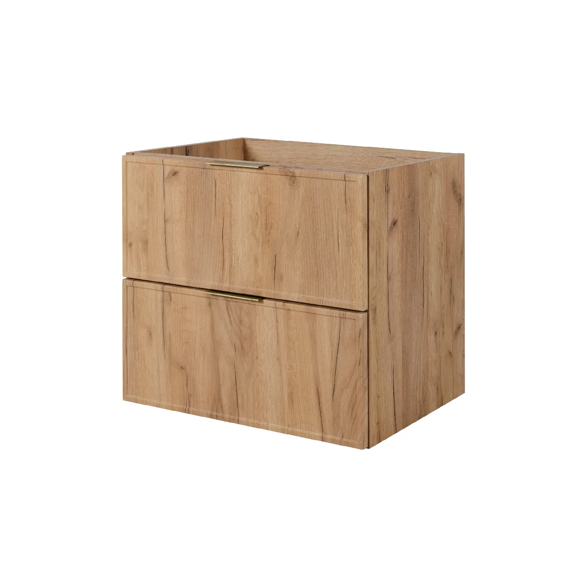 Meuble de salle de bain, Chêne Craft, poignée dorée, 46 x 60 x 57 cm