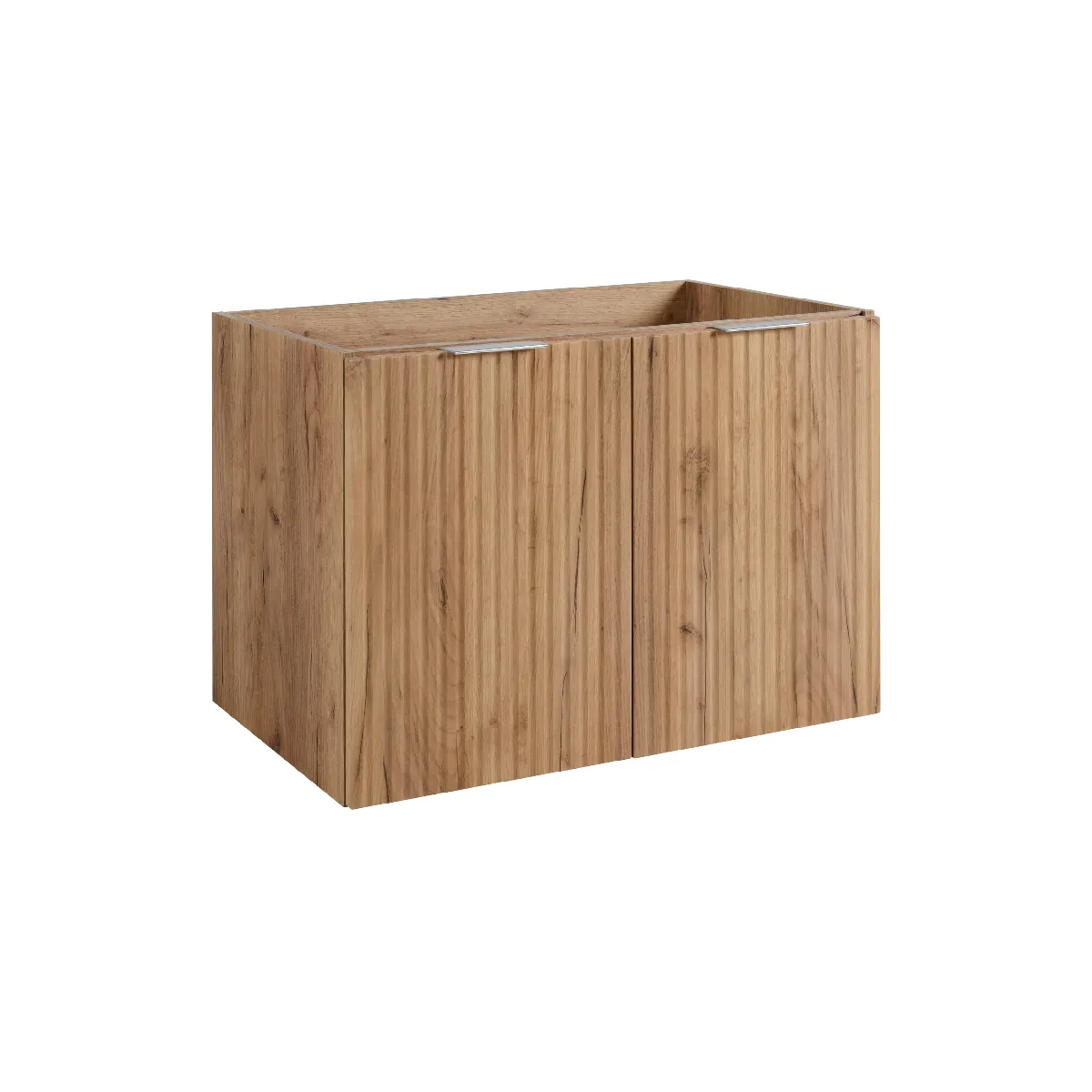 Meuble de salle de bain, Chêne Craft + poignée argentée, 80 x 57 x 46 cm