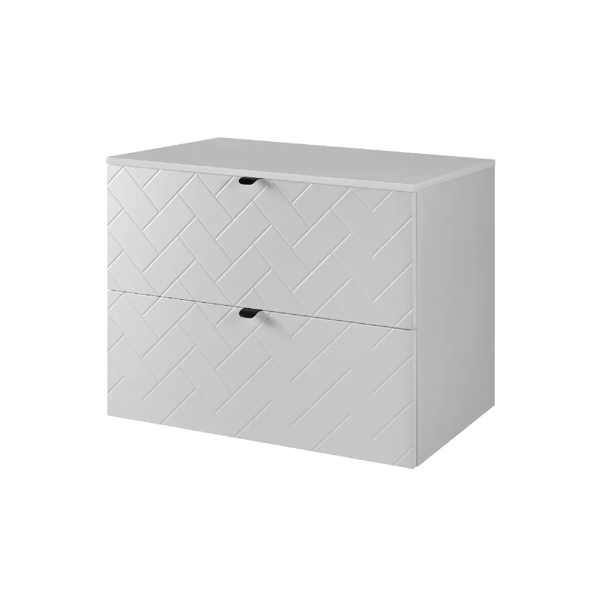 Meuble de salle de bain, Blanc Mat, 80 x 57 x 46 cm, poignées noires
