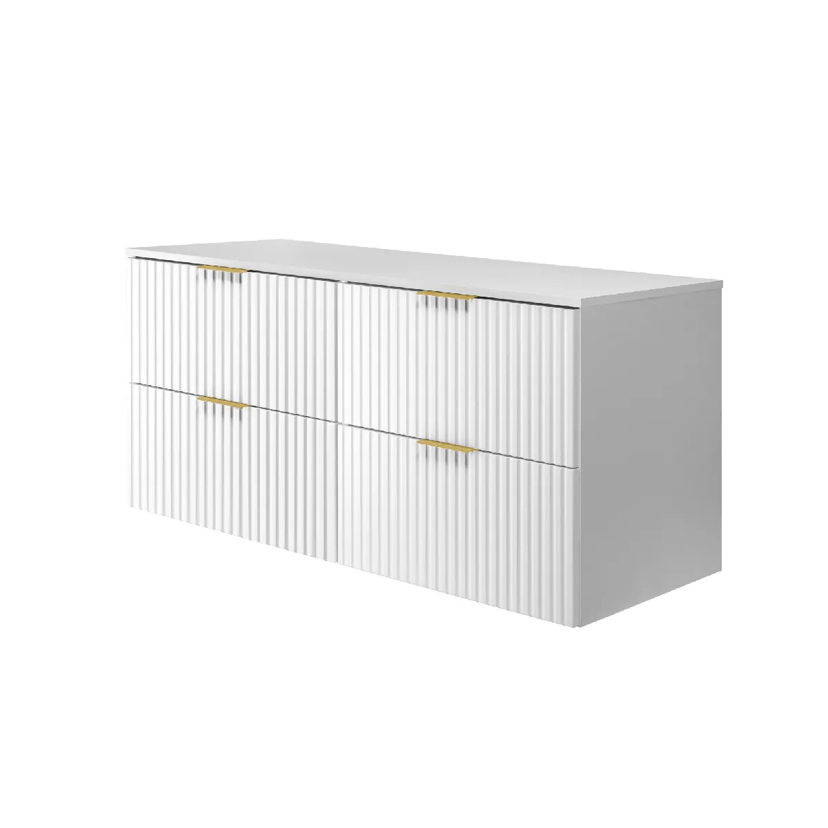 Meuble vasque, Blanc, 120 (2 x 60) x 57 x 46 cm, poignée dorée + Plan de travail
