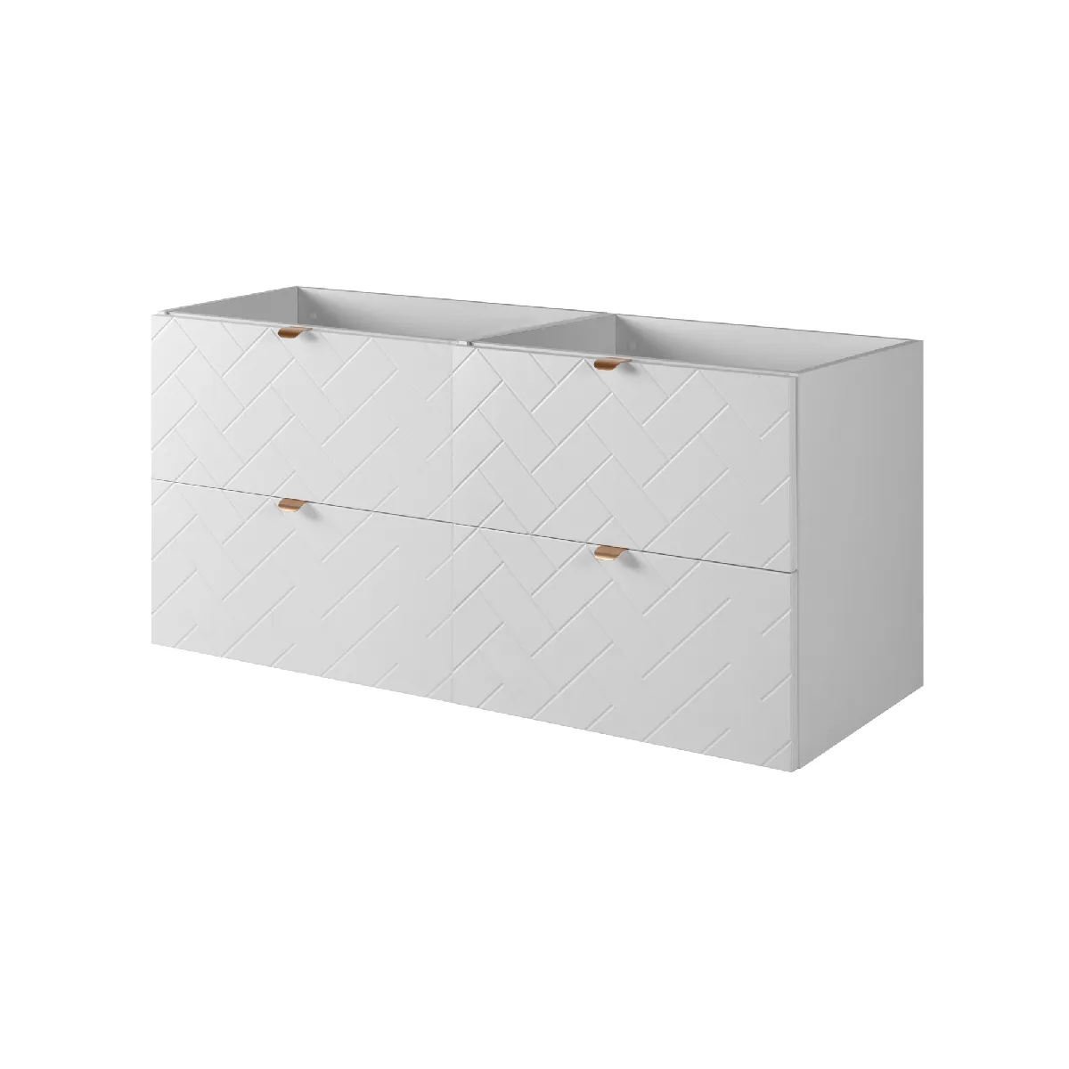 Meuble de salle de bain, Blanc Mat, 120 x 57 x 46 cm, poignées dorées