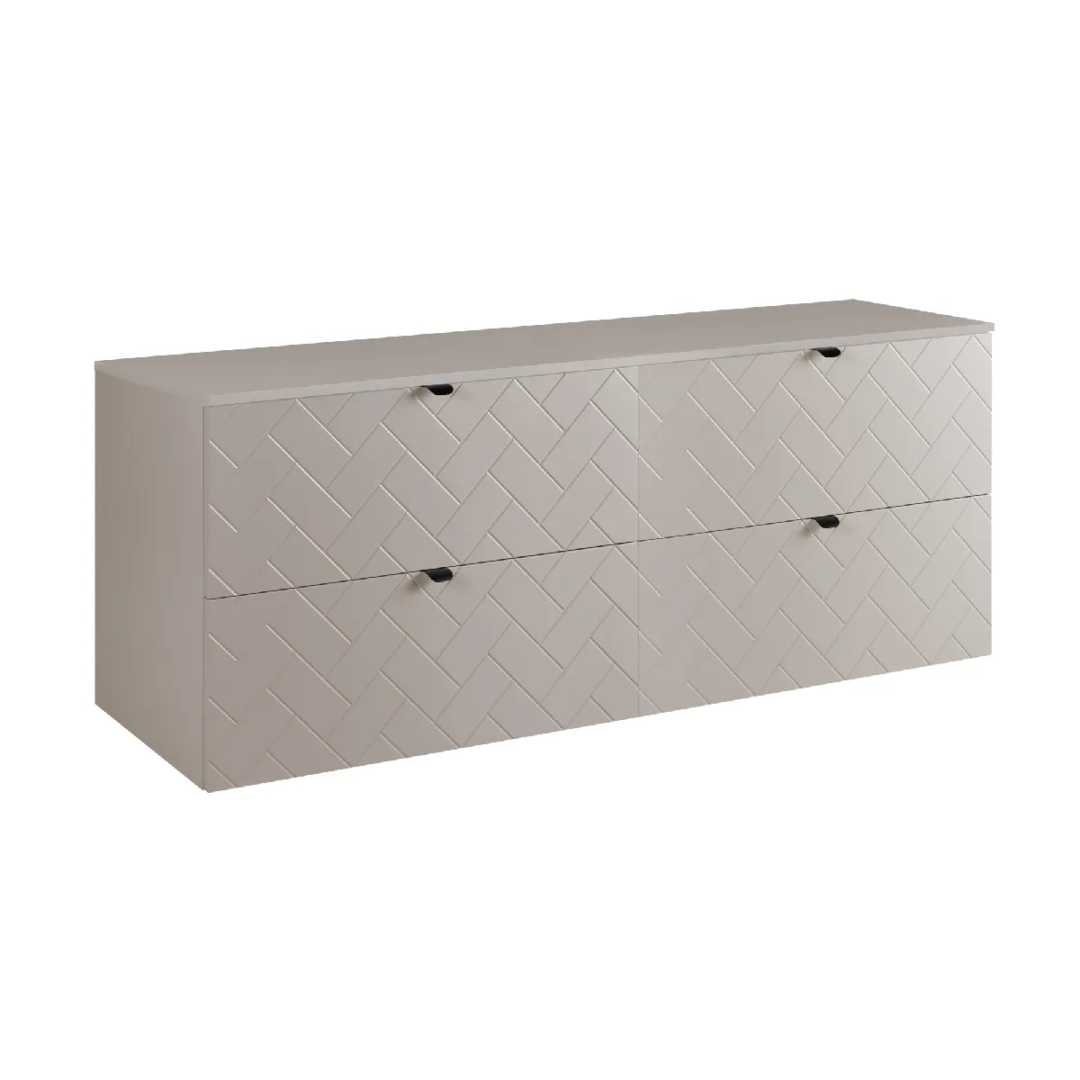 Meuble de salle de bain, Cachemire, 160 x 57 x 46 cm, poignées noires