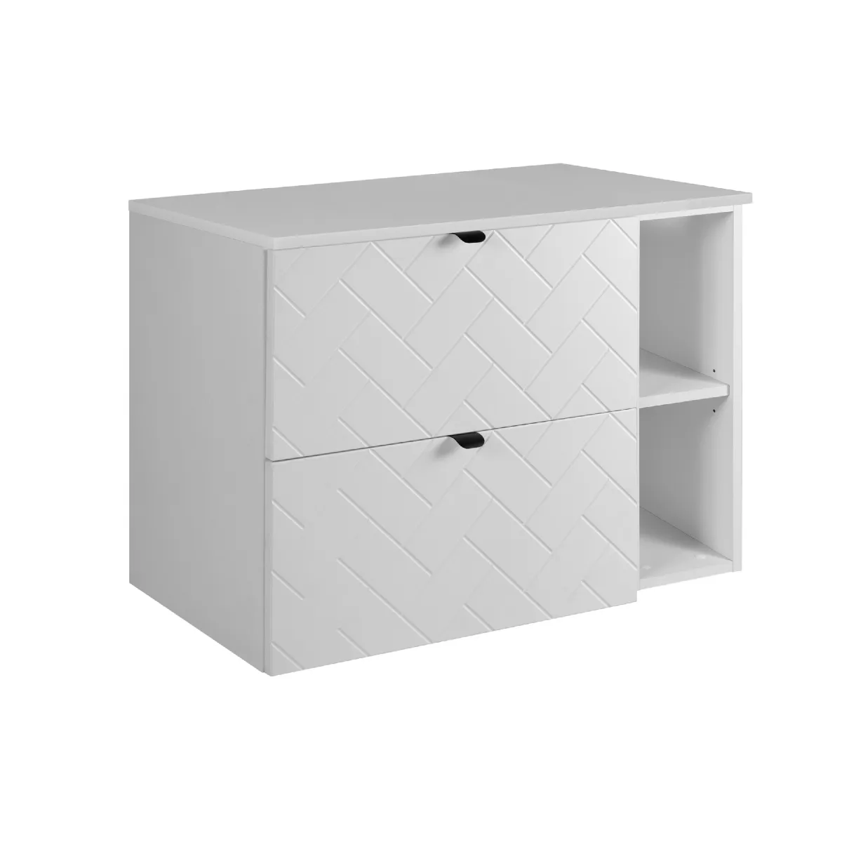Meuble de salle de bain, Blanc Mat, 80 x 57 x 46 cm, poignées noires
