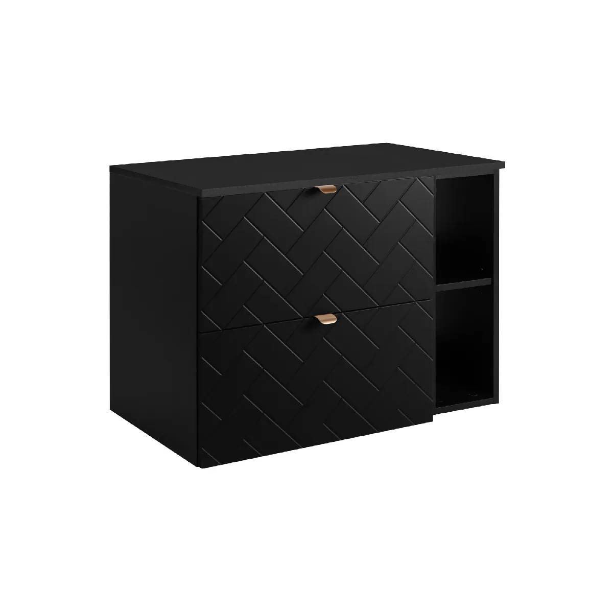 Meuble de salle de bain, Noir Mat, 80 x 57 x 46 cm, poignées dorées