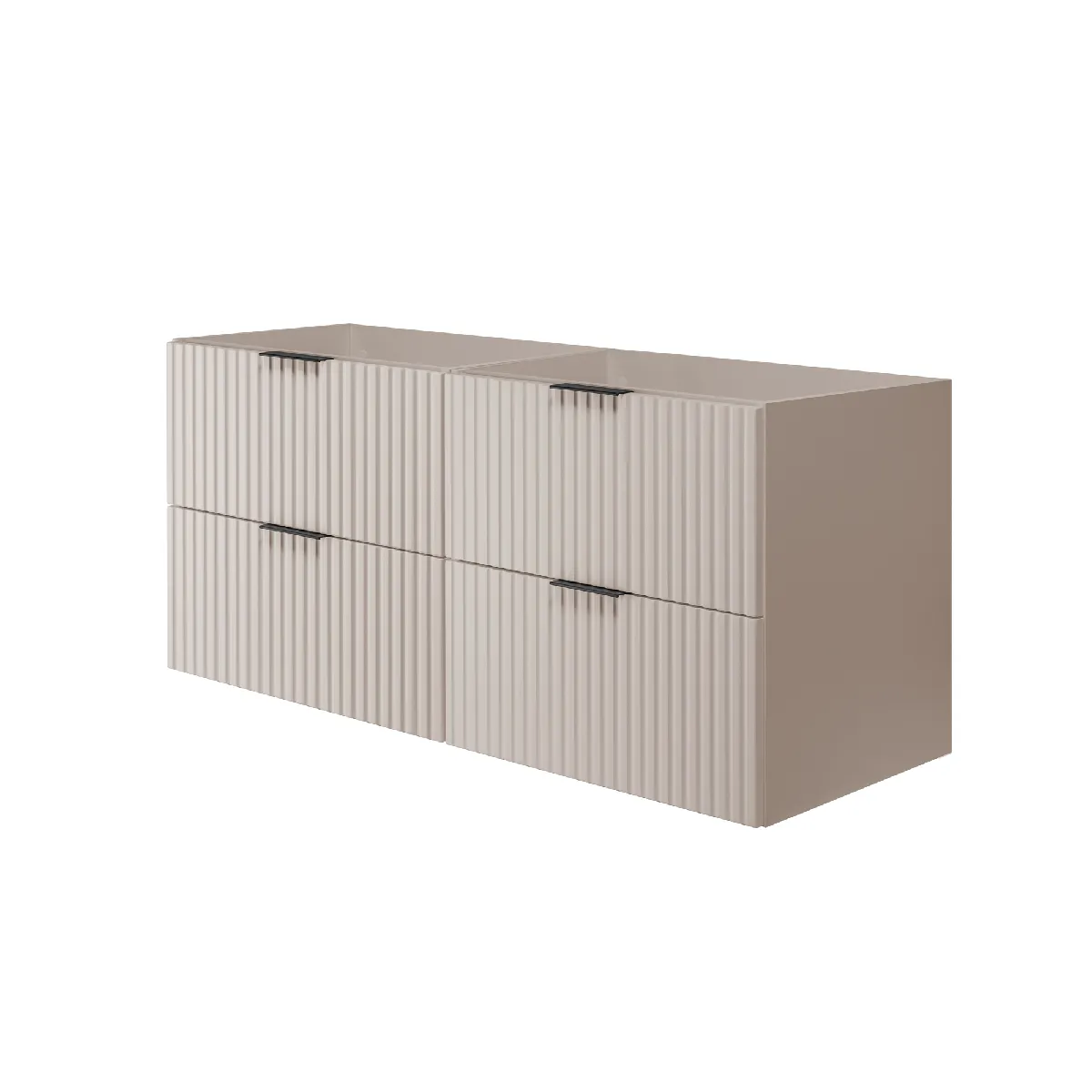 Meuble vasque, Cachemire, 120 (2 x 60) x 57 x 46 cm, poignée noire, sans plateau