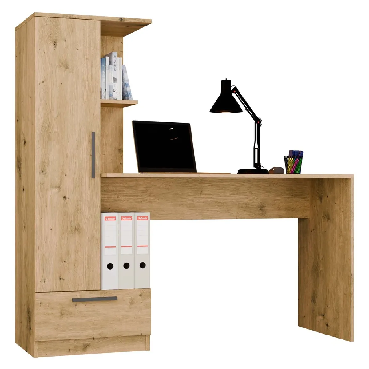 Bureau, chêne Artisan, 143 x 140 x 50 cm