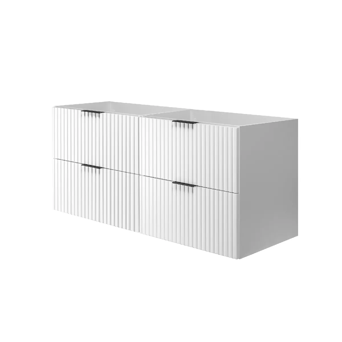 Meuble vasque, Blanc, 120 (2 x 60) x 57 x 46 cm, poignée noire, sans plateau