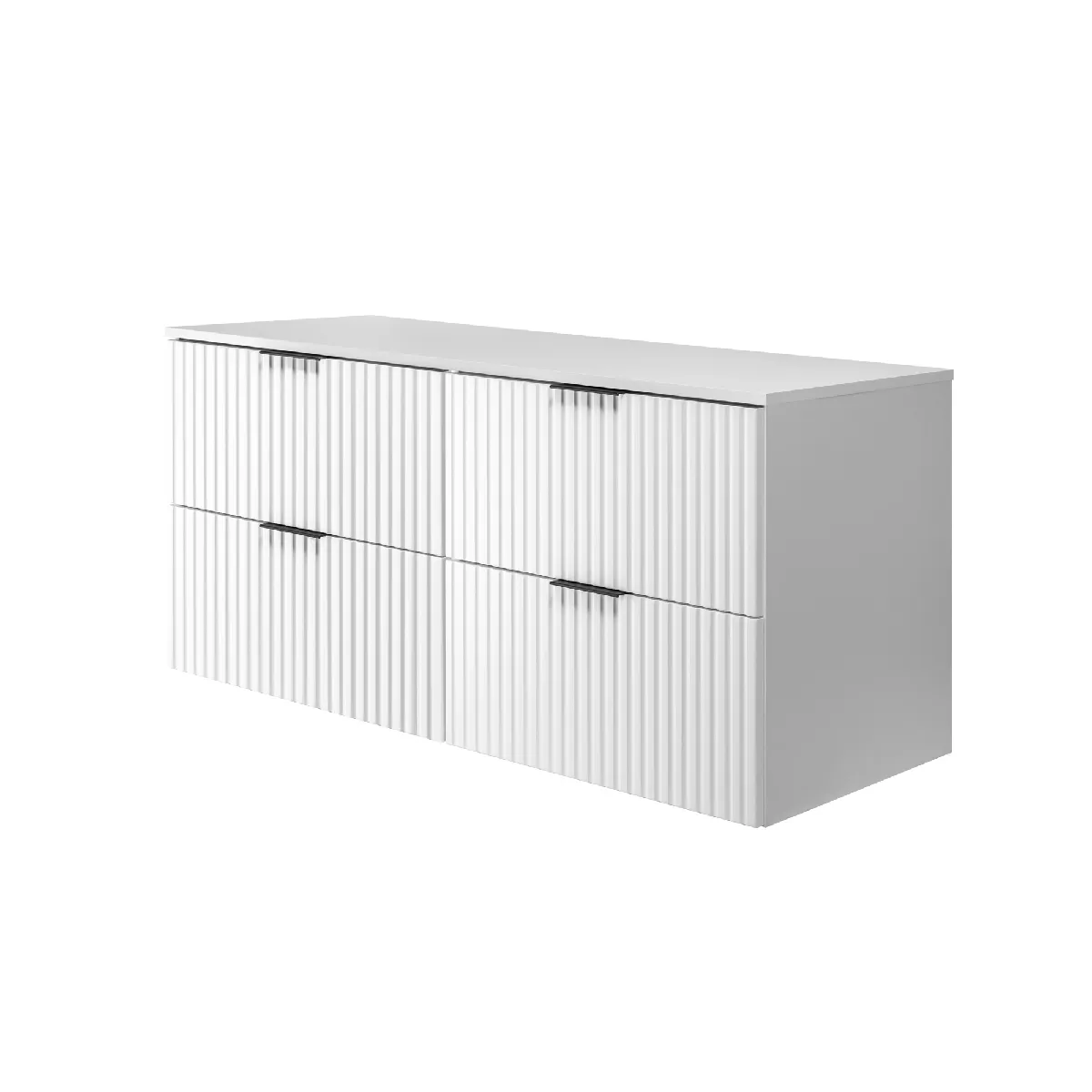 Meuble vasque, Blanc, 120 (2 x 60) x 57 x 46 cm, poignée noire + Plan de travail