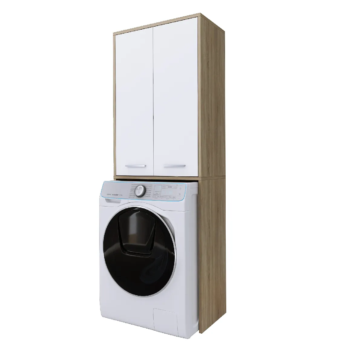 Armoire au-dessus du lave-linge, blanc mat, gris, 31 x 64 x 180 cm