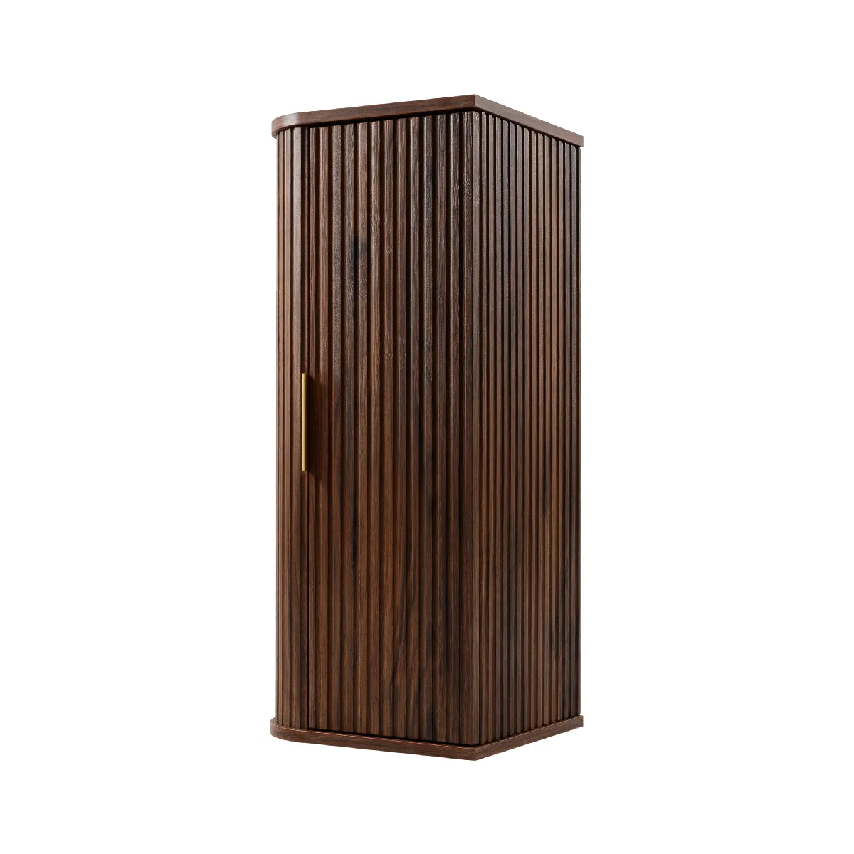Colonne de salle de bain, chêne noyer, poignée noire, 35,5 x 79 x 31,5 cm