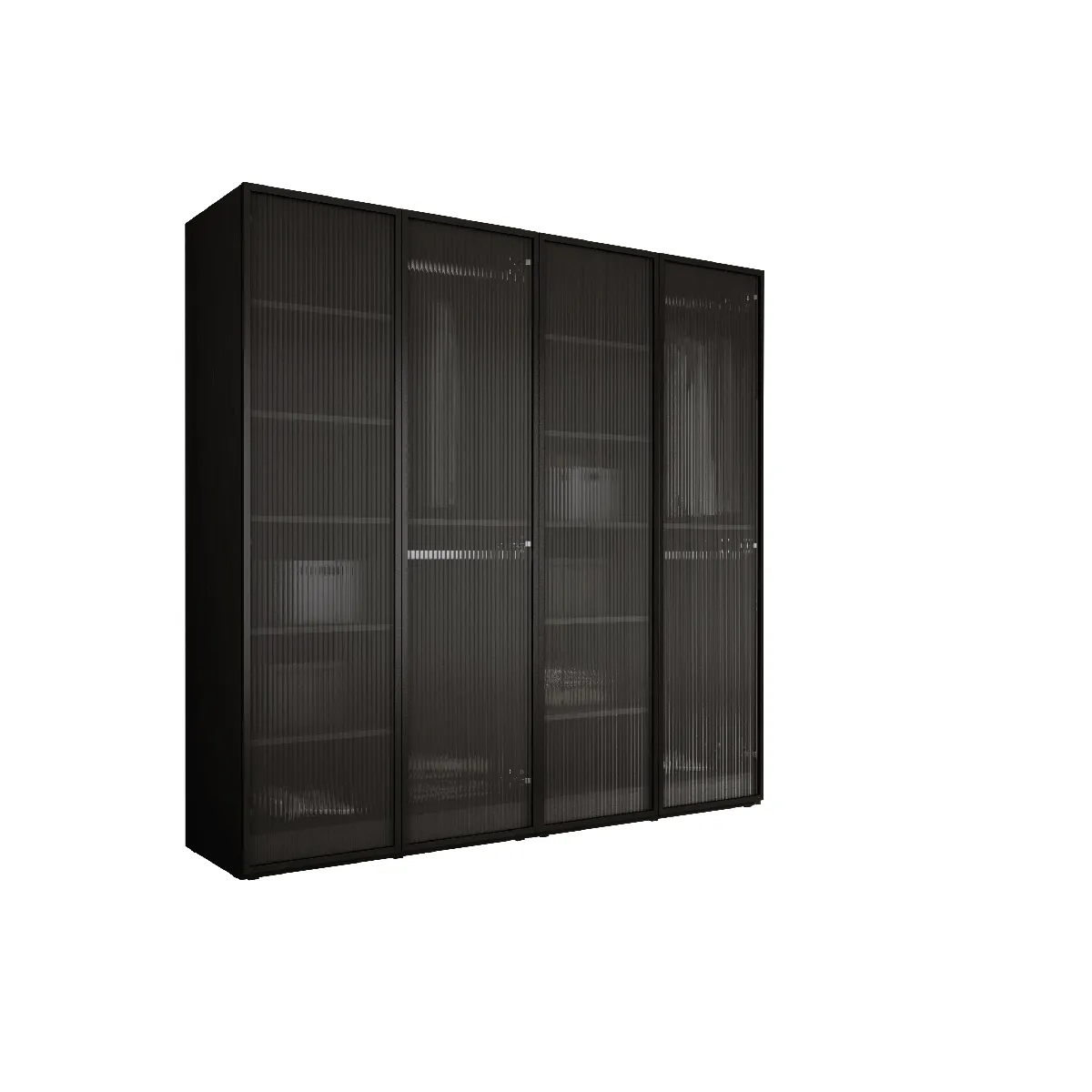 Armoire: Graphite Noir / Verre Rainuré, 200 x 200 x 51 cm