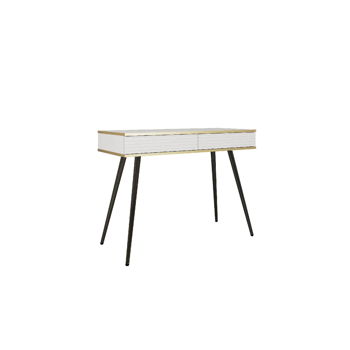 Coiffeuse blanche glamour avec pieds noirs, 102 x 80 x 50