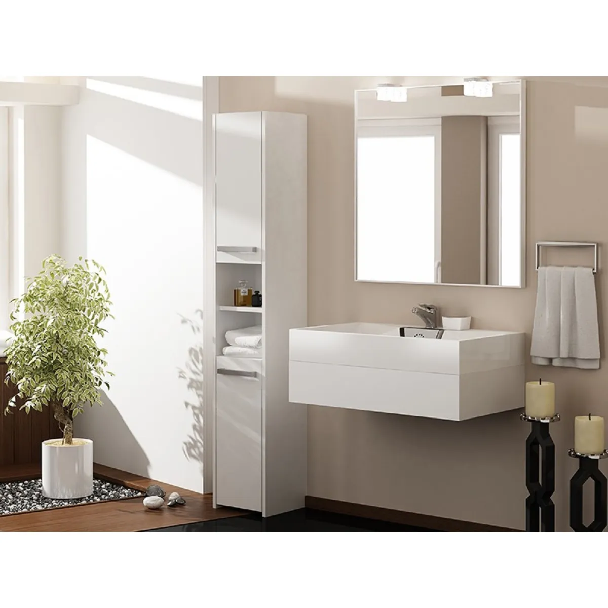 Armoire de salle de bain, blanc mat, 170 x 30 x 30 cm