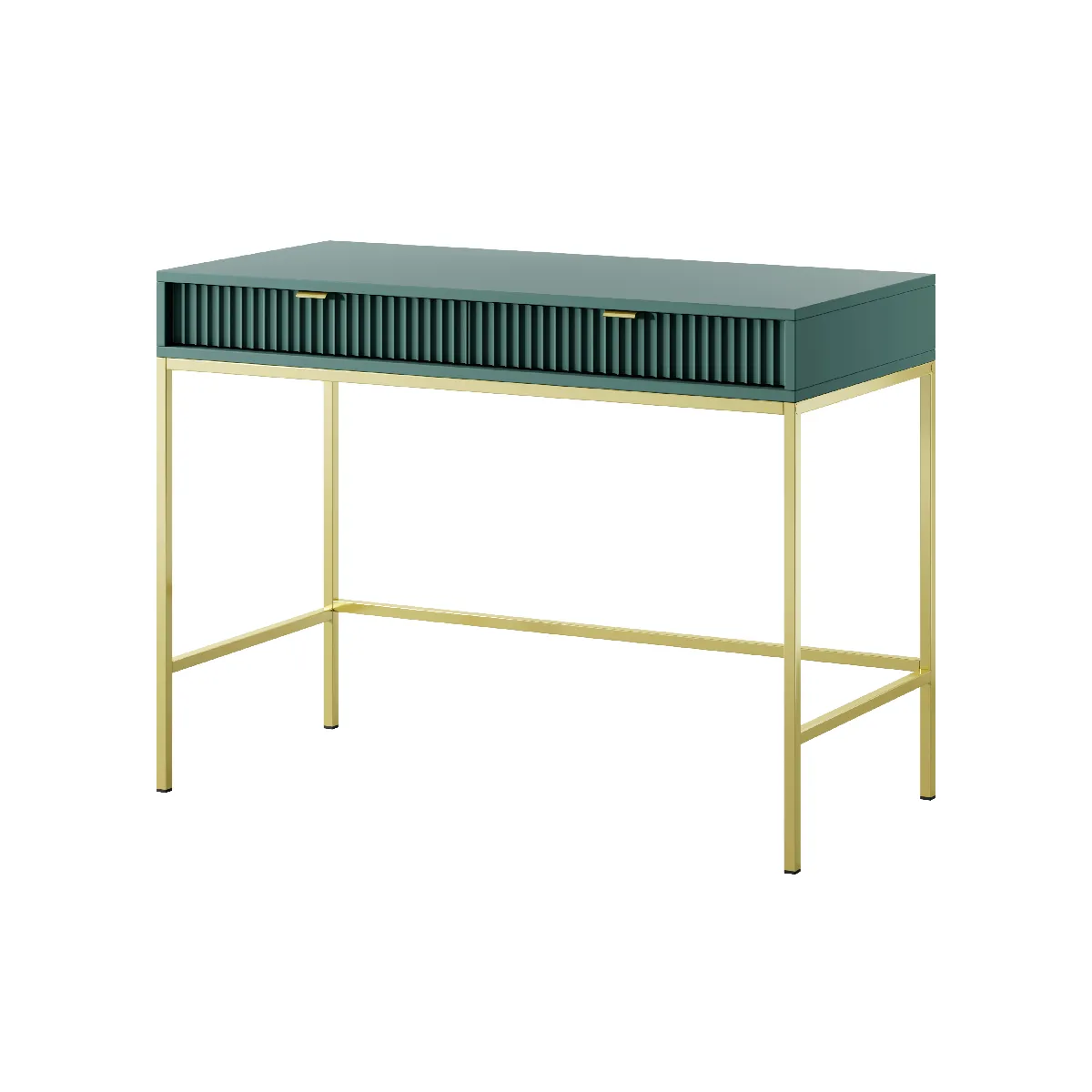 Coiffeuse: 2 tiroirs, labrador, or, 104 x 78 x 50 cm, poignées dorées