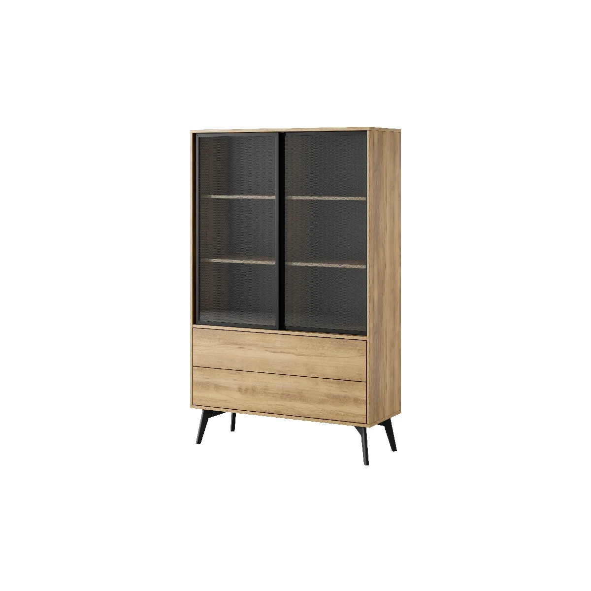 Vitrine, chêne baroque doré, 100 x 165 x 39 cm