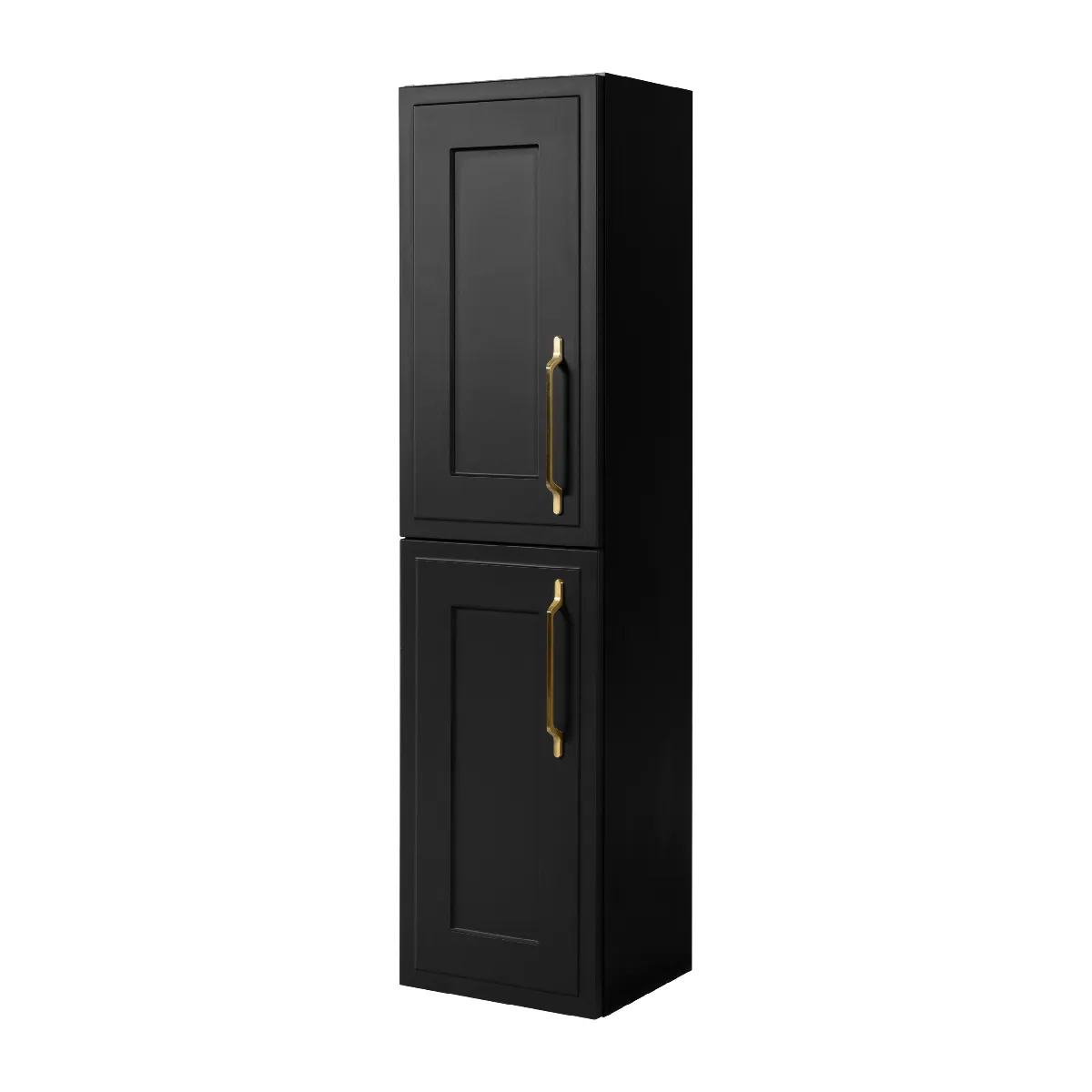 Colonne de salle de bain, noir, 35 x 136 x 27 cm, poignée dorée