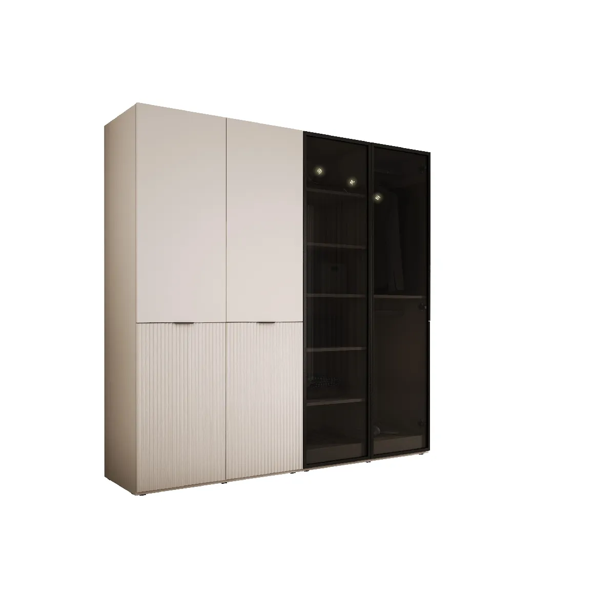 Armoire: Beige Sable / Verre Antisol, 200 x 200 x 51 cm