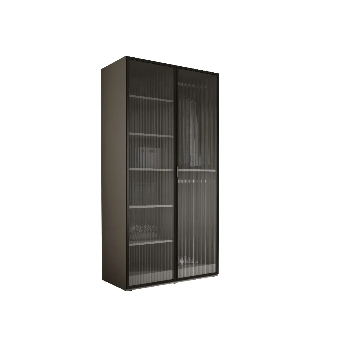 Armoire: Gris Platine / Verre Rainuré, 100 x 200 x 51 cm