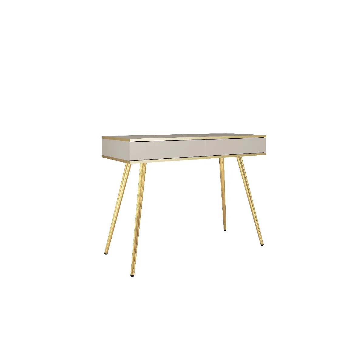 Coiffeuse, beige, pieds dorés, 102 x 79 x 50 cm