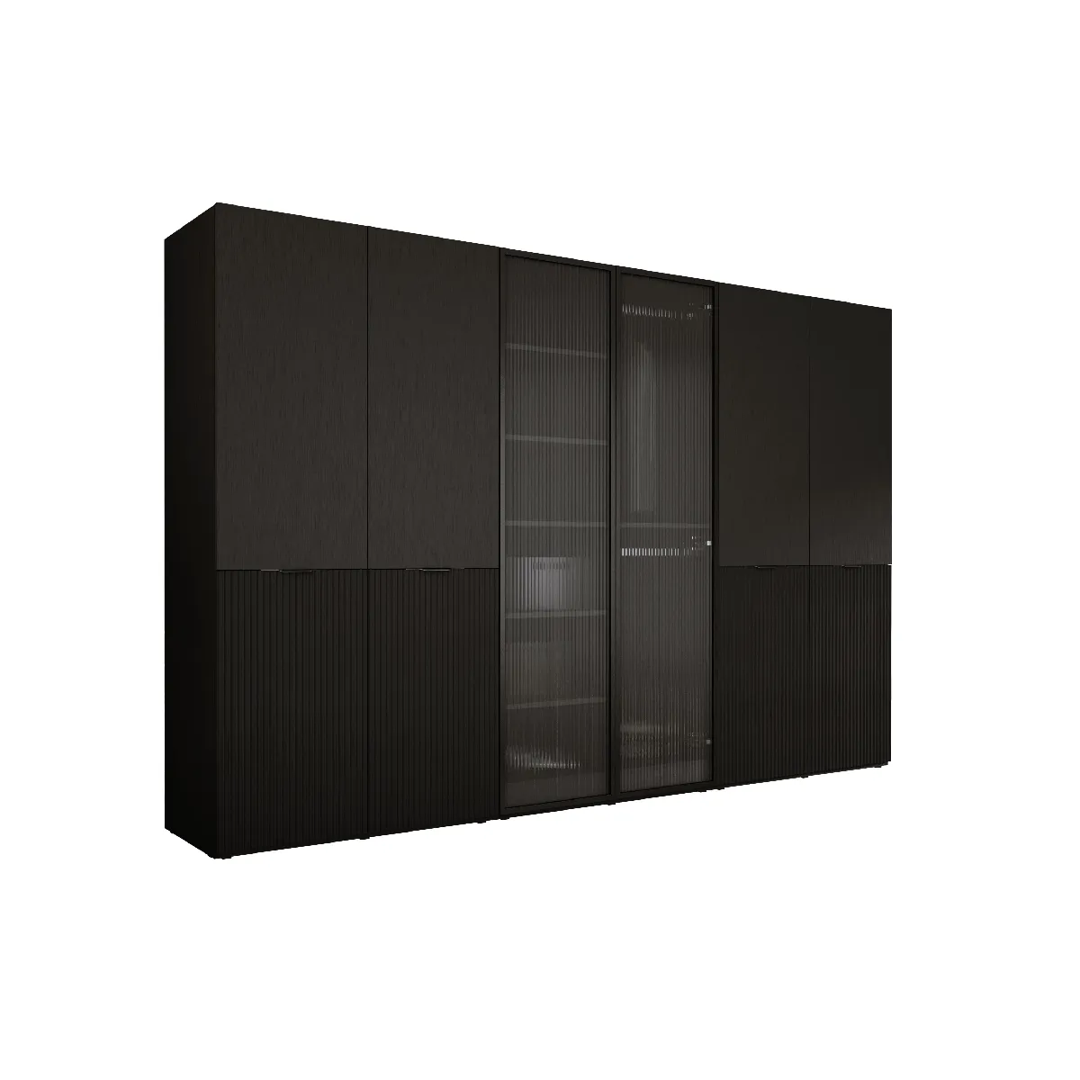 Armoire: Graphite Noir / Verre Rainuré, 300 x 200 x 51 cm
