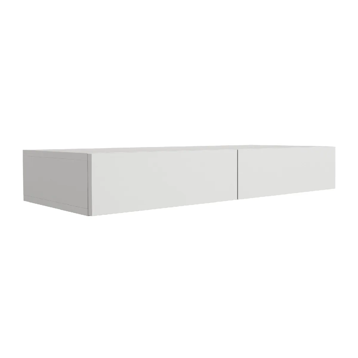 Coiffeuse suspendue avec deux tiroirs, façade lisse - blanc, 100 x 39,6 x 16 cm