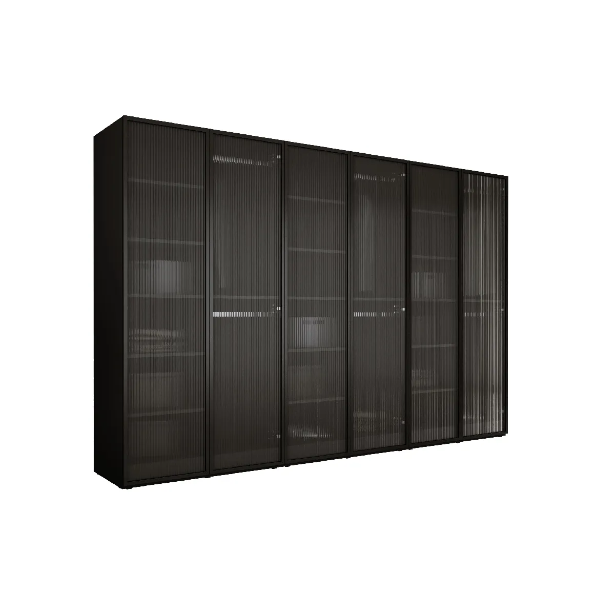 Armoire: Graphite Noir / Verre Rainuré, 300 x 200 x 51 cm
