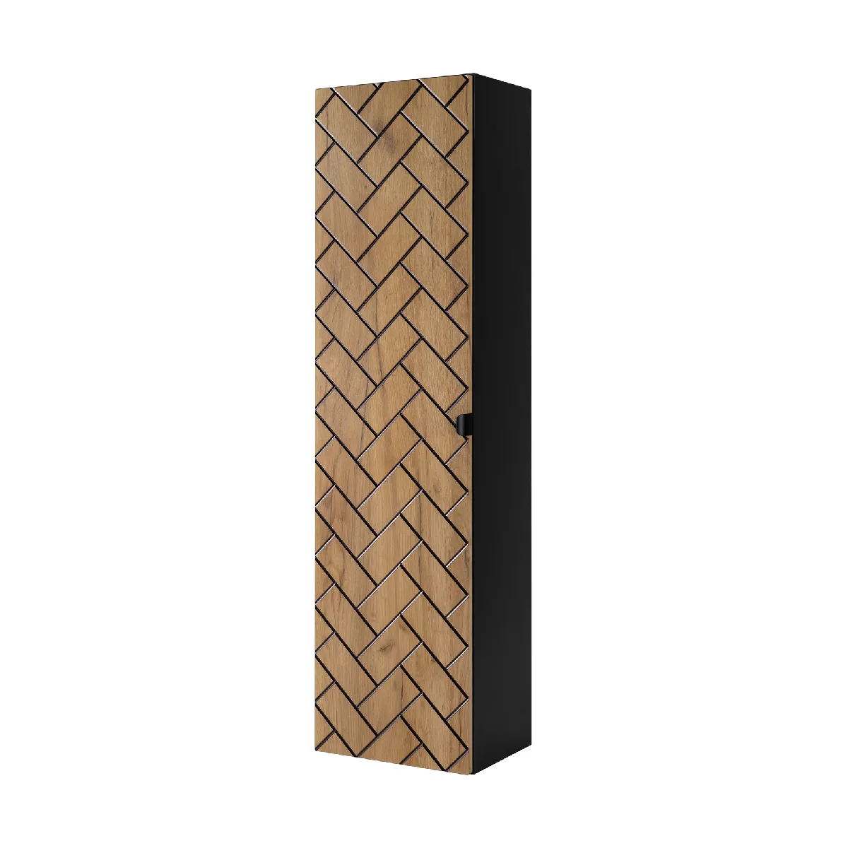 Meuble de salle de bain, Chêne Craft, 35 x 136 x 27 cm, poignées noires