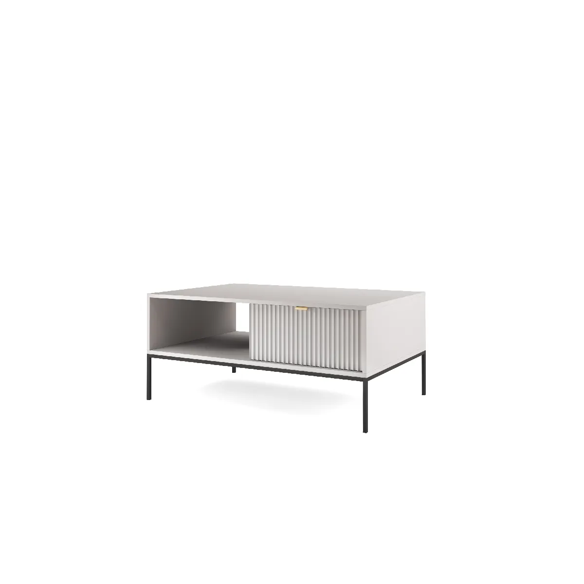 Table basse: Blanc, Noir, 104 x 46 x 68 cm, poignées dorées