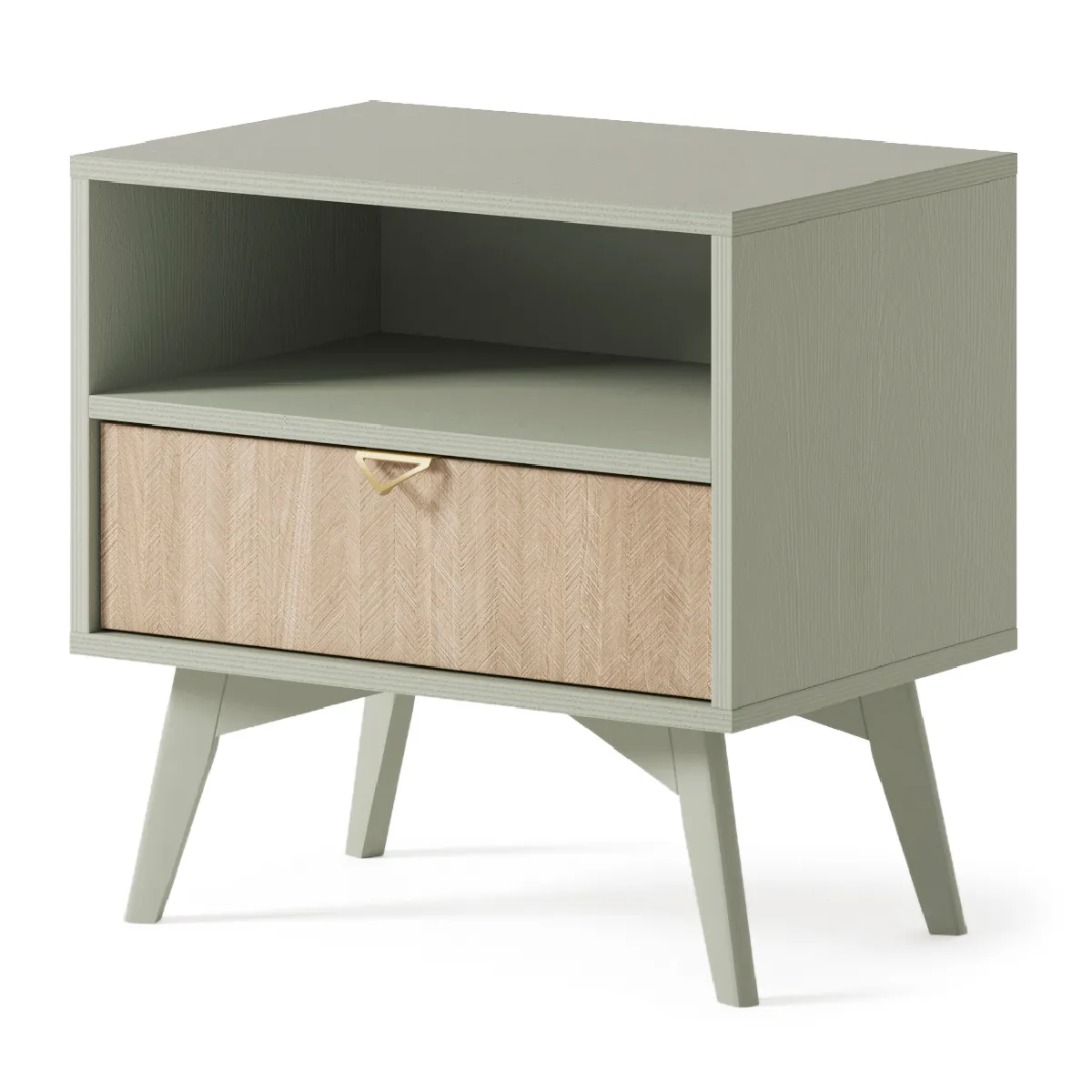 Table de chevet: Eucalyptus / Chevrons scandi, Pieds Bois, 54 x 54 x 38cm